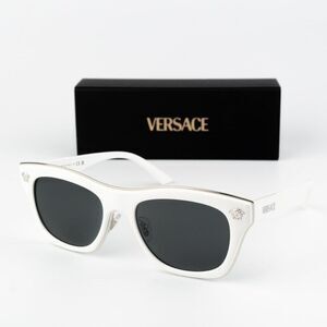 NEW Versace VE2272 314/87 White Dark Grey Square Women Sunglasses